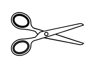 Scissors Vector Icon. Open Cutting Tool Outline Symbol in Black and White
