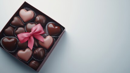 Delicious heart-shaped chocolate assortment box.