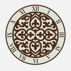 Classic Ornamental Roman Clock with Vintage Fleur-de-lis Pattern Design