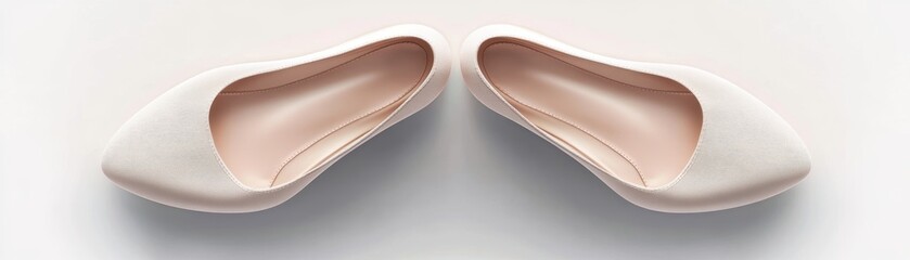 Fototapeta premium Elegant white ballerina shoes on a bright surface.