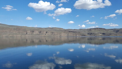 reflection of clouds in lake