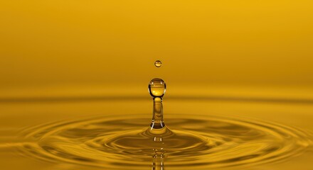 Liquid Drop Impact Creating Ripple Effect in Golden Fluid