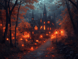 Halloween fire in the forest