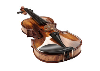 Obraz premium Wooden violin, isolated on transparent background, music, classical music, sound.