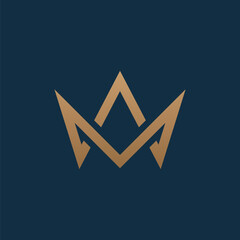 Initial AM Crown Logo. minimalist letter M forming a crown. usable for brand and company logos. vector illustration