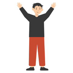 People Celebrate New Year Cartoon Illustration. Vector Character.