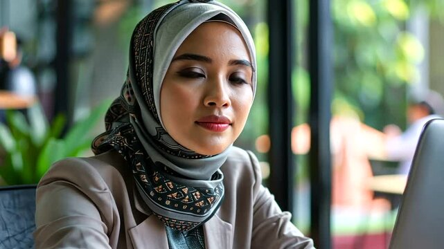 Confident woman in hijab, professional at work