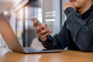 information technology security services concept. Login or sign in internet concepts.