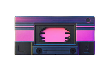 Obraz premium Pink and blue cassette tape isolated on transparent background.