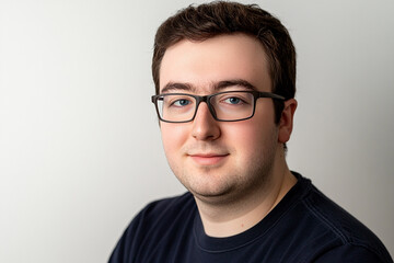 Fototapeta premium Man wearing glasses looking up