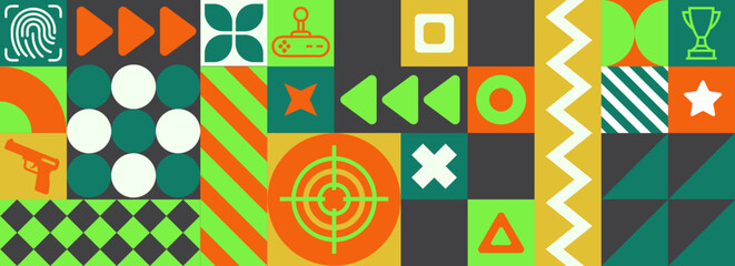 Fototapeta premium Abstract Games pattern with flat desing style, Green color tones