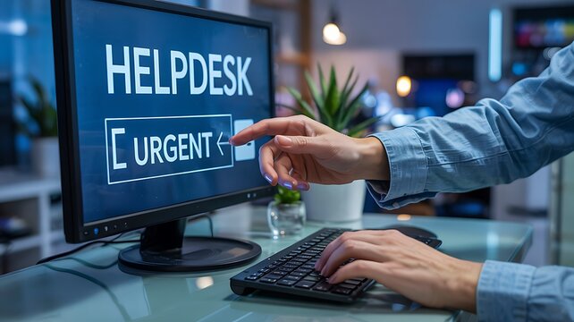 Woman Using Helpdesk Software Marking Ticket As Urgent - Powered by Adobe