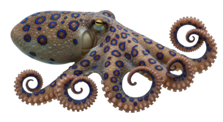 Blue ringed octopus illustration isolated on white background