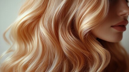 Fototapeta premium Golden Waves: A Close-Up of Luxurious, Wavy Blonde Hair