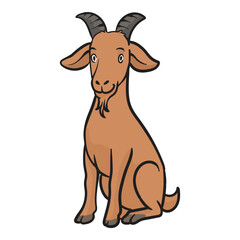 goat is sitting in cartoon style
