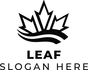 Minimalist Leaf Logo Vector Black