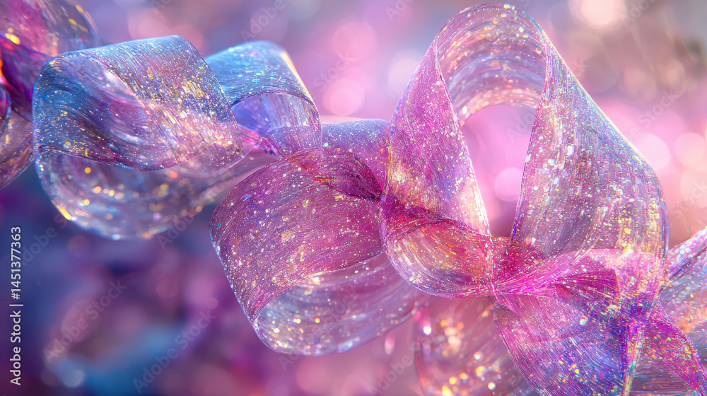Poster a realistic 4k 3d background displays visual abstraction in shimme pinks and blues with side angles 