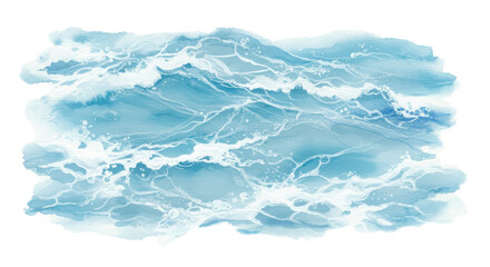 Fototapeta premium Blue watercolor ocean waves isolated on white background