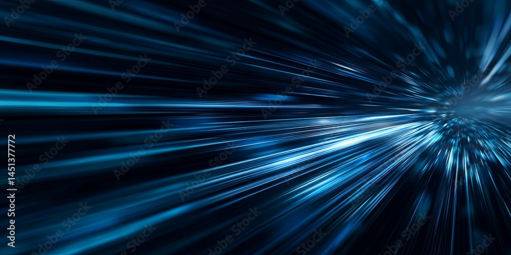 Poster Abstract Dynamic Digital Background with Radiating Lines in Blue Tones Conveying Speed and Innovation in Technology and Design