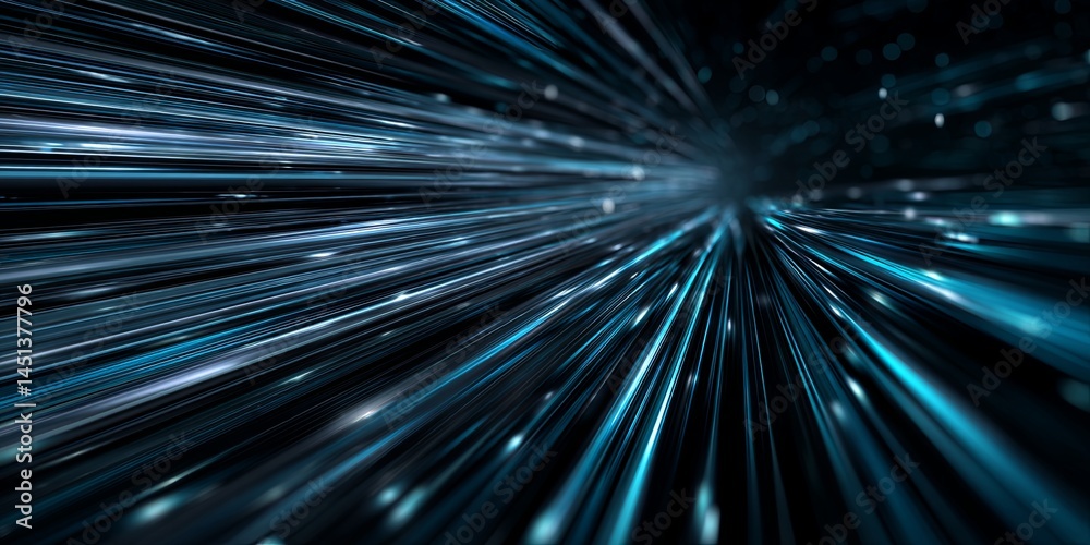 Poster Abstract Dynamic Digital Background with Radiating Lines in Blue Tones Conveying Speed and Innovation in Technology and Design