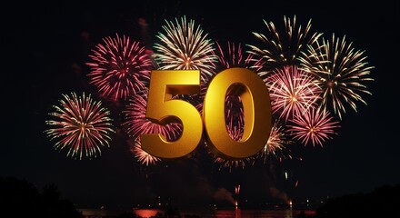 Celebrating Fifty Golden Number with Festive Fireworks Display