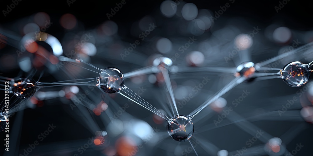 Poster Abstract Illustration Featuring Network Connections and Circular Nodes Representing Data Exchange in a Modern Digital Landscape