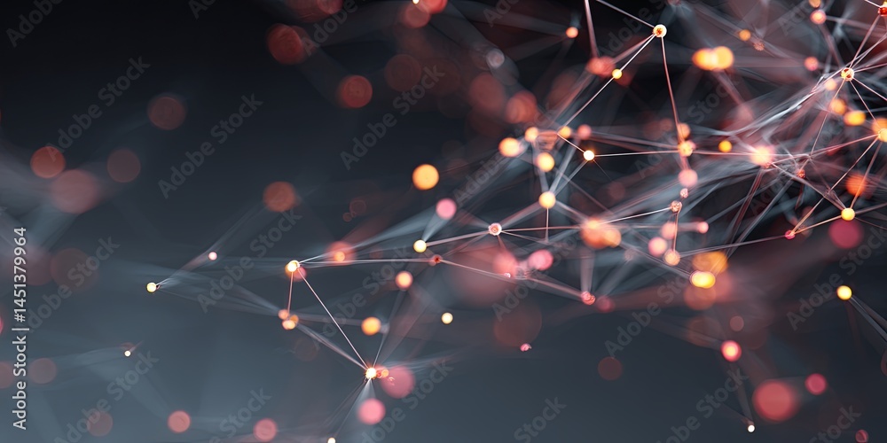 Aufkleber Abstract Network Connections with Colorful Nodes Illustrating Modern Data Communication and Interconnectivity Concepts in a Minimalistic Style