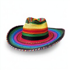 Stripped colorful sombrero style hat, fashion accessory isolated on white background