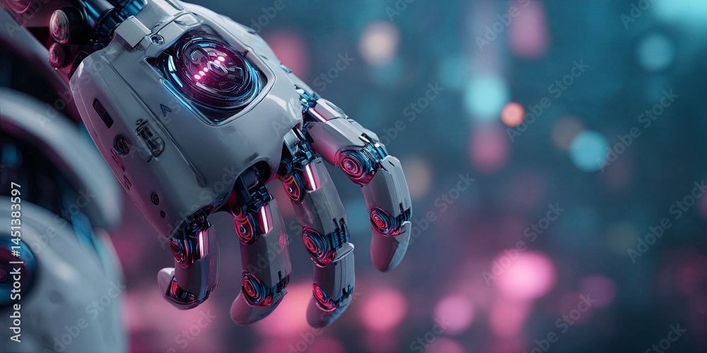 Aufkleber Futuristic Artificial Intelligence Concept with Digital Interface and Neon Lights for Technology and Innovation Themes