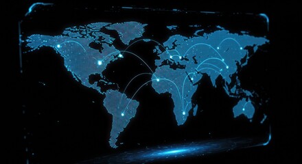 Global Network Connectivity - Digital World Map Illustration