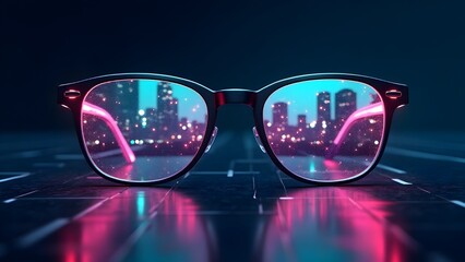 Night vision glasses, shimmering with city lights. AI art.