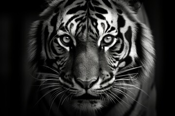 Obraz premium Embrace nature s sound a minimalist exploration of the tiger s roar in natural forms
