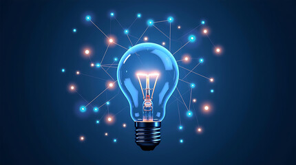 3D illustration of light bulb and connecting wire.Inventions and ideas