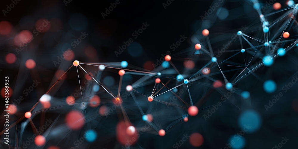 Aufkleber Abstract Digital Network with Interconnected User Profiles and Colorful Nodes Representing Social Media and Online Communication Systems