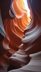Ethereal Sandstone Canyon: Swirling Textures of Light and Shadow Illuminate a Serene, Dreamlike Interior Landscape
