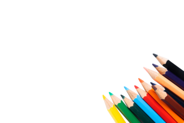 colored pencils with empty space isolated on white background