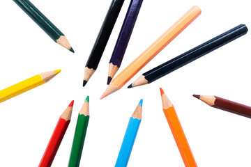 set of colored pencils isolated