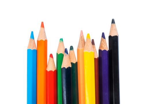 colored pencils isolated on white background
