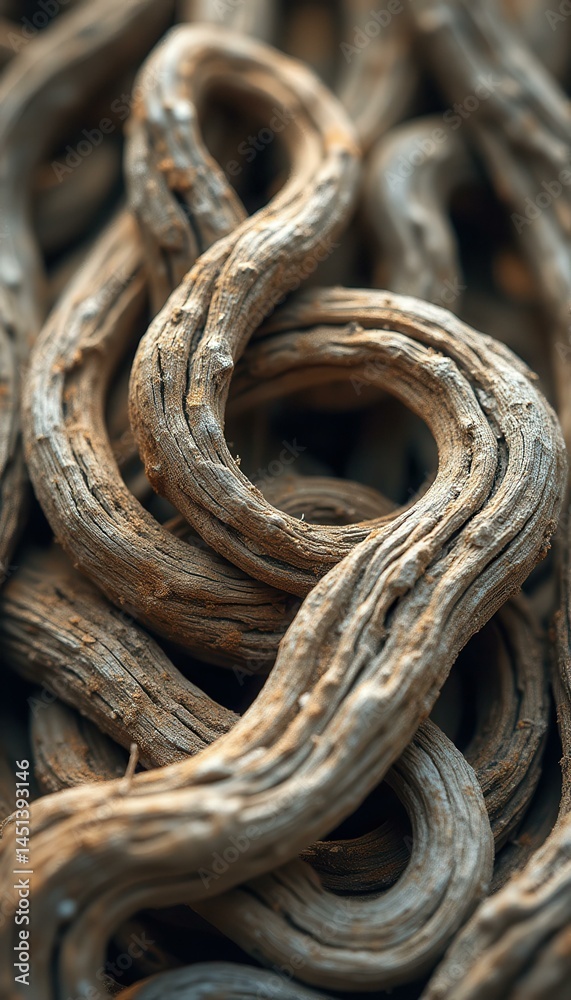 Poster intertwined vines: a textured study in natural forms and organic complexity for art, backgrounds, an