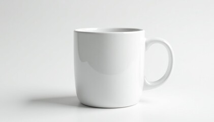 Obraz premium Large coffee mug, stark white, spotless, against white backdrop, tableware, studio shot, porcelain