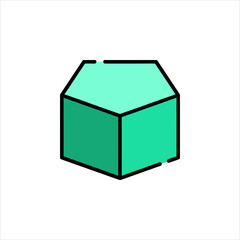 3d render of a green cube with a sign