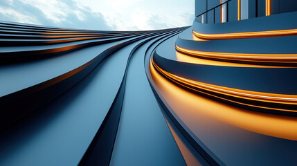 Fototapeta premium Dynamic 3D rende showcasing realistic curves in 4K resolution from a side angle, creating a futuristic and visually stunning background element for design.