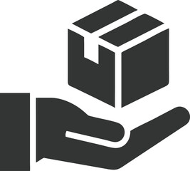 Holding Package Icon, Simple Box Design on Hand