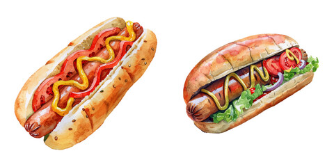 hotdog watercolor vector illustration