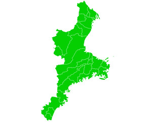 三重県　地図　グリーン　イラスト