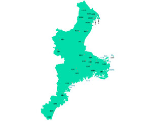 三重県　地図　グリーン　斑点　イラスト