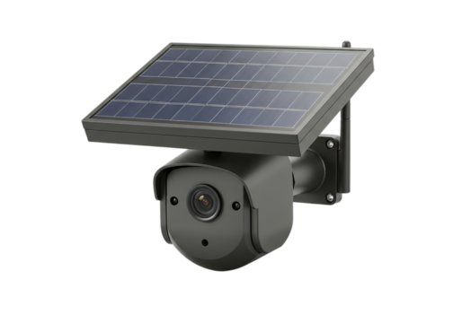 Security Camera with Solar Panel on Transparent Background