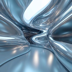 3d illustration of abstract minimal architecture background, geometric architectural with chrome or metallic curve design, Car presentation

