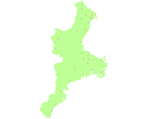 三重県　地図　黄緑　斑点　イラスト