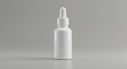 White Dropper Bottle on Gray Background